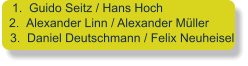 	1.	Guido Seitz / Hans Hoch 	2.	Alexander Linn / Alexander Müller 	3.	Daniel Deutschmann / Felix Neuheisel