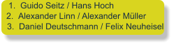 	1.	Guido Seitz / Hans Hoch 	2.	Alexander Linn / Alexander Müller 	3.	Daniel Deutschmann / Felix Neuheisel